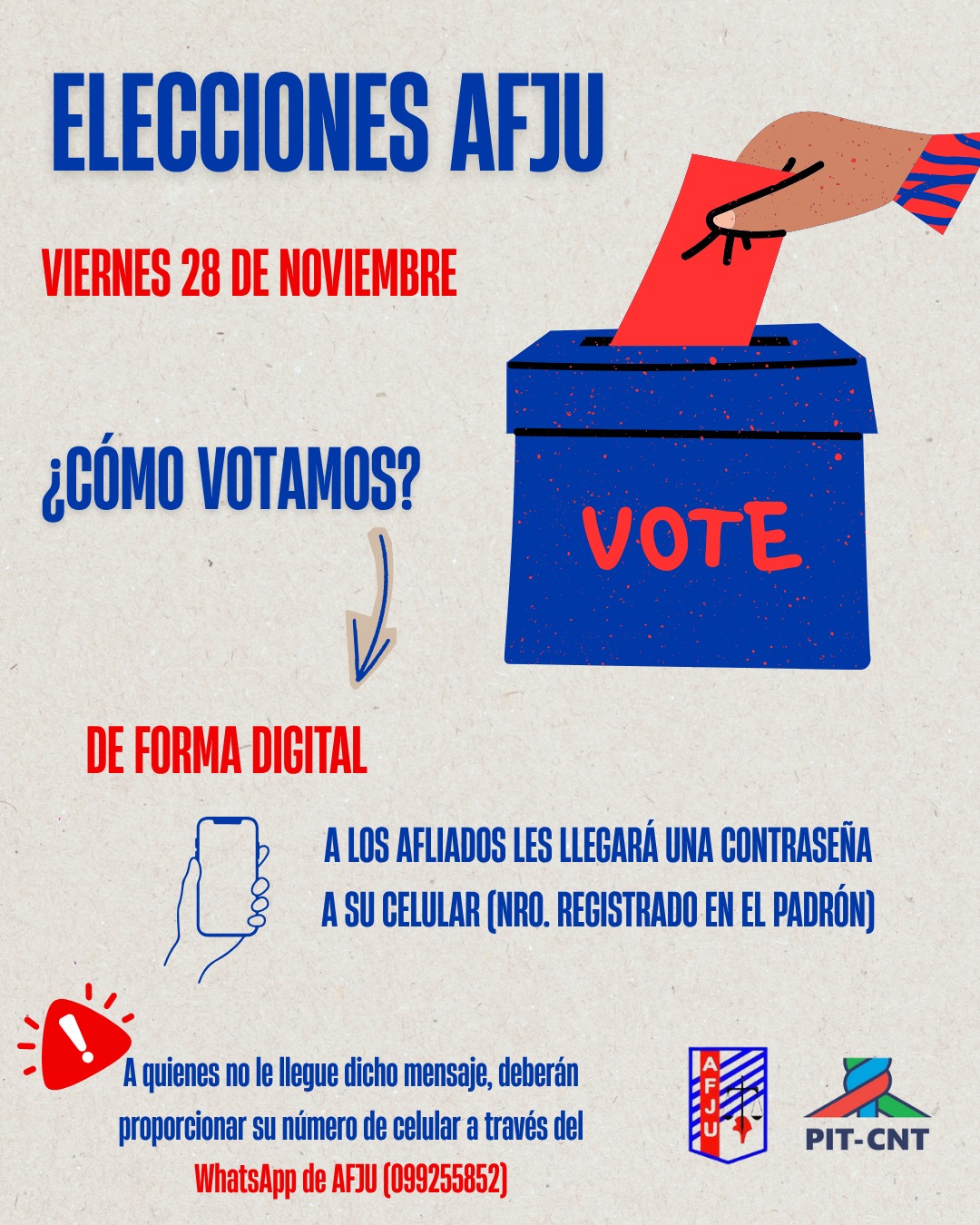 Afiliados de AFJU votando en las elecciones 2025
